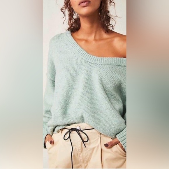 Free People Sweaters - Free People cotton blend oversized bohemian cottagecore mint green Sweater